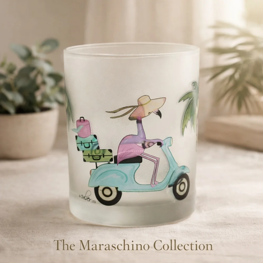 Culver Flamingo Scooter Rocks Glass 14oz – Vintage Frosted Barware